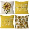 Flowers Daisy Tulip Printed Linen Pillow Case Home Living Room Sofa Bedroom Pillow Case