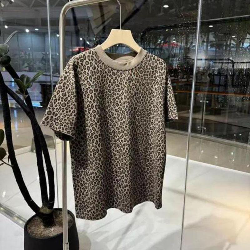 

Футболка женская летняя футболка большого размера мягкая свободная леопардовая повседневная удобная футболка-пуловер топ XXXXXL дубильная кора