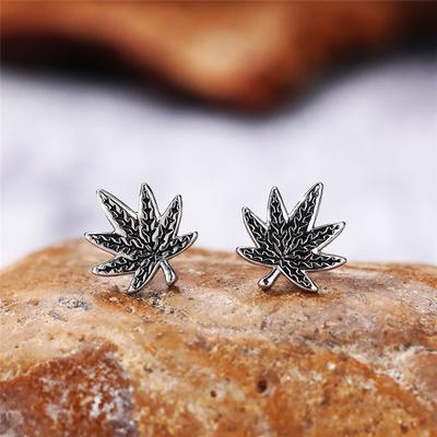 Moda Vintage Smearing Craft Akçaağaç Yaprağı Saplama Küpe Gençler için Minimalist Küpe kadın Takı