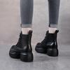 Genuine Leather Zippered Retro Platform Heel Women's Martin Boots