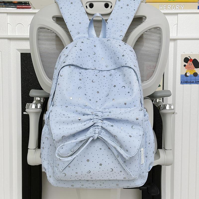 Schoolbag Star Drawstring Bow School Bag Cute Junior High School Student Lightweight Ins Wind Backpack Simple College Student Backpack