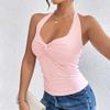 European and American French summer new sexy neck kink deep V-neck sleeveless vest women's slim short top