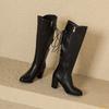 Women's High-heeled Boots Are Fashionable European and American Style Solid Color Solid Color Versatile Large Size Medium Boots
