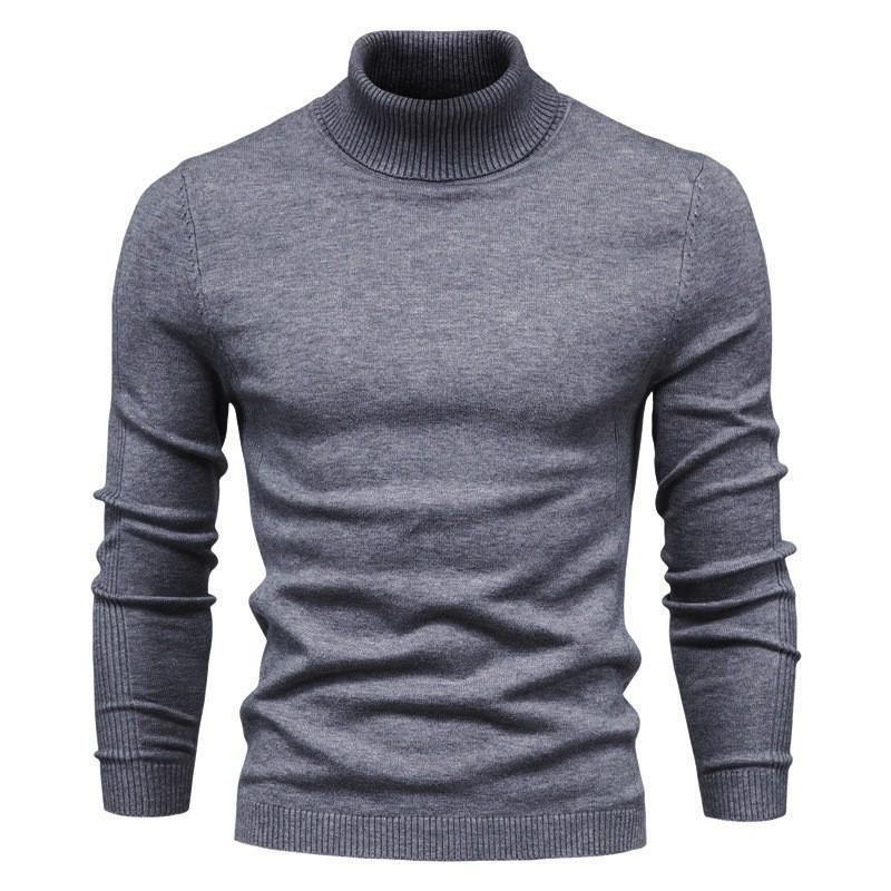 Men's European and American Autumn/Winter Slim High Collar Casual Knit Sweater