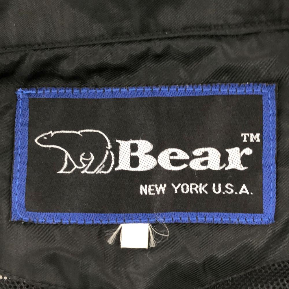 BEAR 90er Logo Stickerei Reißverschlussjacke M schwarz Alte netzgefütterte Coachjacke Herren Gebraucht