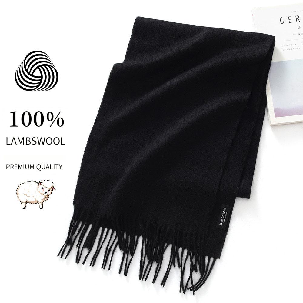 Sciarpa 32x180cm 100% Lana Merino, Coperta Invernale Spessa con Nappe, Sciarpa da Collo Calda e Accogliente, Accessorio Autunno Inverno da Donna