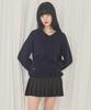 Alkialka V-Neck Frill Knit (Navy)