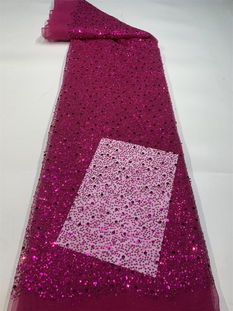 Luxury French Mesh Lace Beads Fabric 2025 High Quality African Nigerian Sequins Lace Lace For Women Wedding Party Dresses Sewing