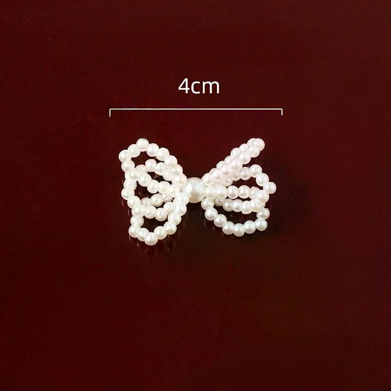 1Pcs Vintage Crystal Bow Woven Pearl Double-Layer Bow Accessories Diy Clothing Shoes Hats And Accessories