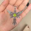 Trendsetting Crosses Pendant Necklace Adjustable Length Demon Wing Crucifix Necklace Fashion Neckchain for Daily Wear