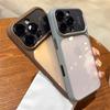 Luxury Frosted Frame Armor Transparent Phone Case For iPhone 17 16 15 14 Pro Max Matte Metal Lens Protection Acrylic Back Cover