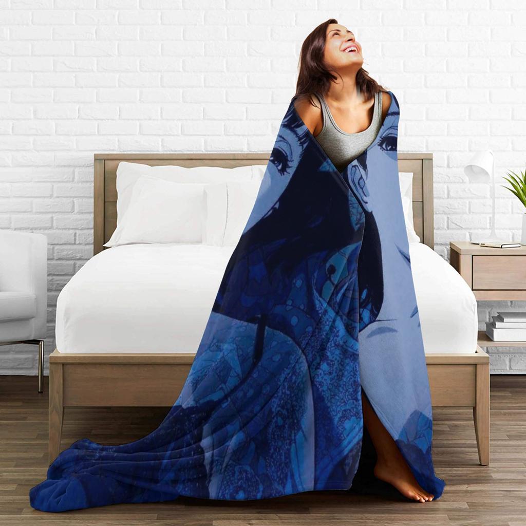 Perfect Blue Blankets Flannel Textile Decor Anime  Multifunction Lightweight Thin Throw Blankets for Sofa Car Piece