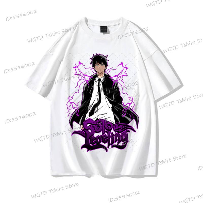Anime Solo Leveling T Shirt Vintage Sung Jin Woo T-shirts Men Women Cotton Streetwear Short Sleeve Manga Solo Leveling Tops Tees