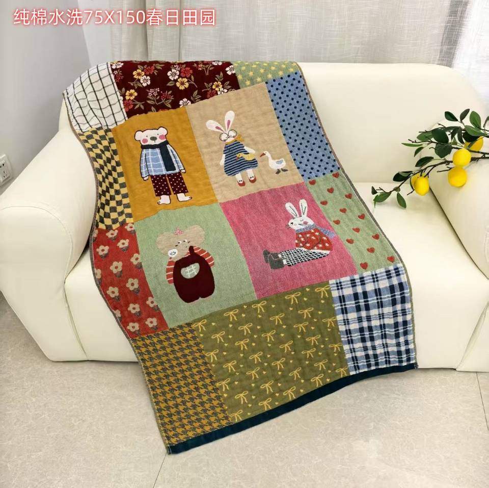 China Colored Jacquard Pure Cotton Four-Layer Gauze Bath Towel Men Women Extra-Large Adult Beach Towel Soft Absorbent