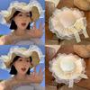 Trendy Women's Summer Straw Hat With Embroidered French Lace And Uv Protection