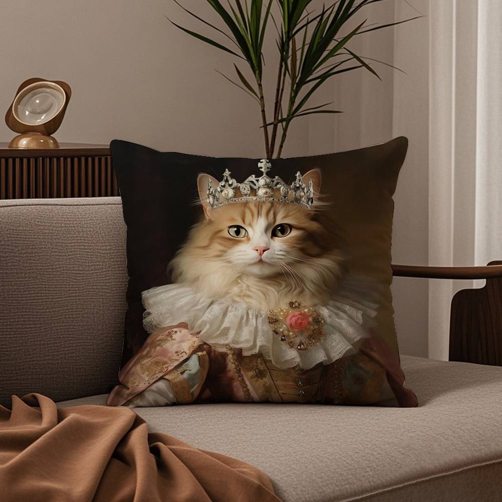 Renaissance Royal Cat Pillow Case Good Print Pillowcase Living Room Sofa Cushion Cover Bedroom Room Decor