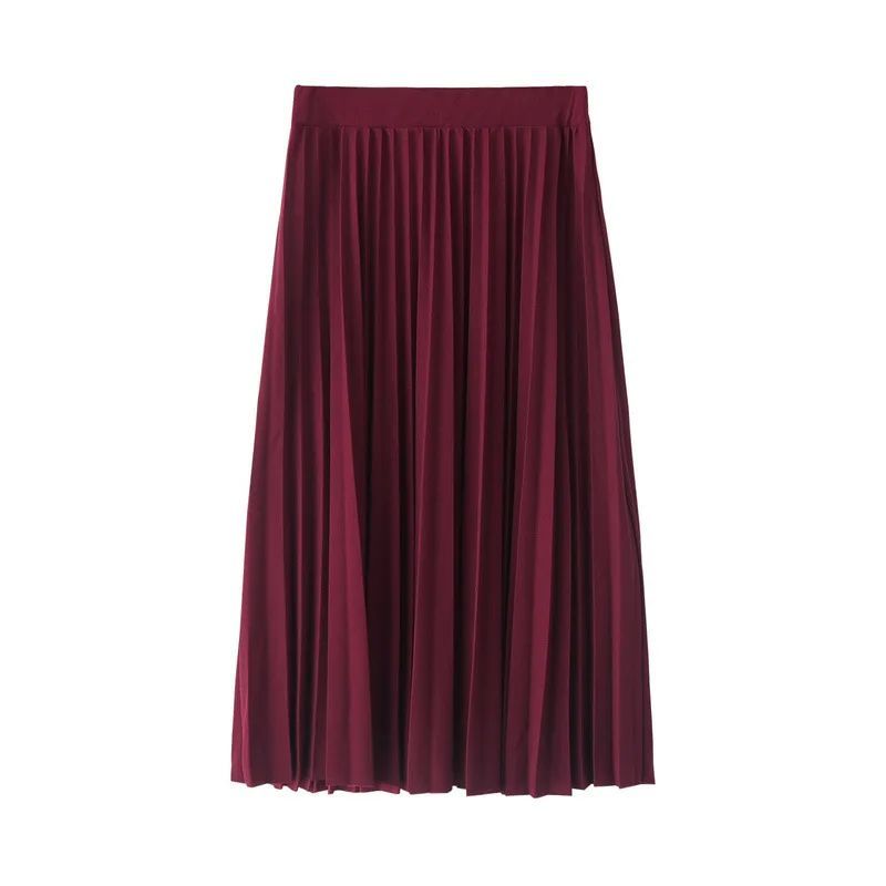 

Medium to Long High Waisted Slim Fit Skirt Mid-Length High Waist Slim Skirt Burgundy One size