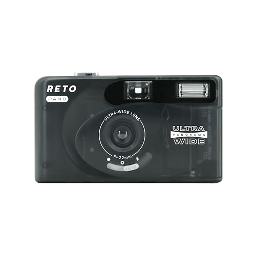 

RETO PANO 35mm Film Camera - 22mm Wide-Angle Lens, Panorama, Easy Switch, Cinematic Mode, Lens Cover, Built-in Flash, Reusable (Film and AAA Batteries