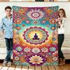 Rainbow Mandala Meditation Lotus Flower Spiritual Flannel Blanket Soft Cozy Throw for Sofa Bed Yoga Space
