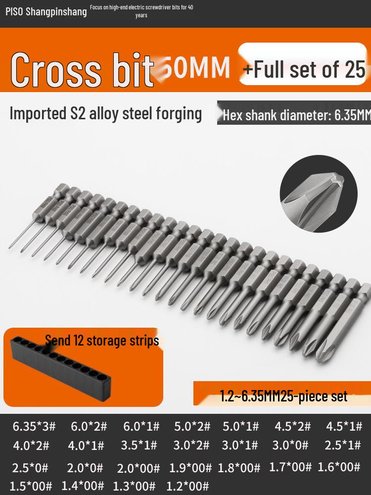 PISO Anti-Slip Cross Extended Rod Strong Magnet Hex PH2 Drill & Screwdriver Bit Set