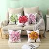 Painted Tree Digital Printed Peach Skin Square Pillow Cushion Cover Home Furnishings