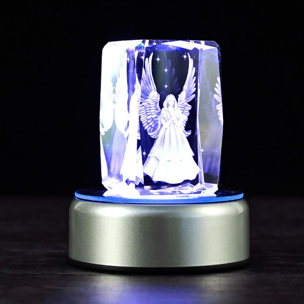 7 LED Display Turntable Base 7 Colorful Light Rotating Display Stand for s Glass Art