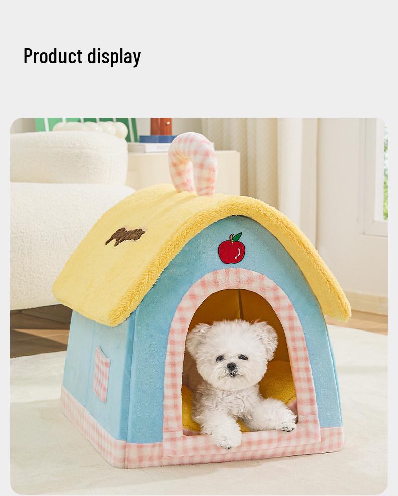 Cozy Winter Enclosed Pet Nest for Small Dogs & Cats - Removable & Washable, Four Seasons Use