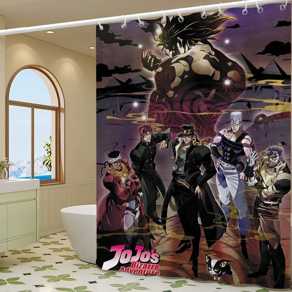 Classic Anime JoJo's Bizarre Simple Bathroom Shower Curtain Shielding Partition Shower Quick Dry Can Be Scrubable Light Bath