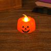 Warm White Electronic Candles 2Pcs Halloween Pumpkin Flameless Candles, Battery Operated LED Candle, Decorative Candy Bag Fillers for Light,