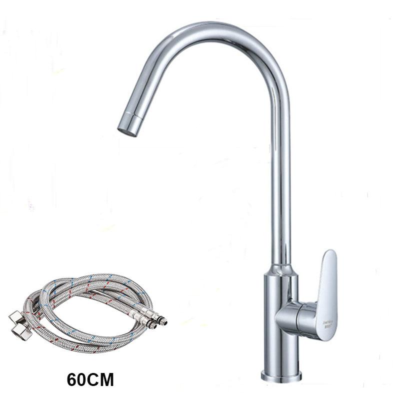 Stainless Steel Thickened Kitchen Faucet Large Bent Pipe Single Handle Hot And Cold Mixer Water Tap Bathroom Faucet