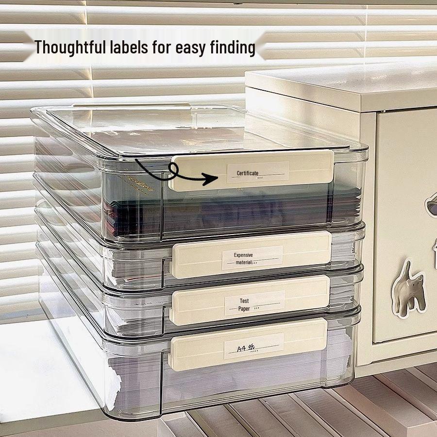 A4 Transparent Plastic File Storage Box for Documents and Certificates