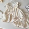 Girls' Summer Set Korean Bow Sleeveless Vest+shorts Set