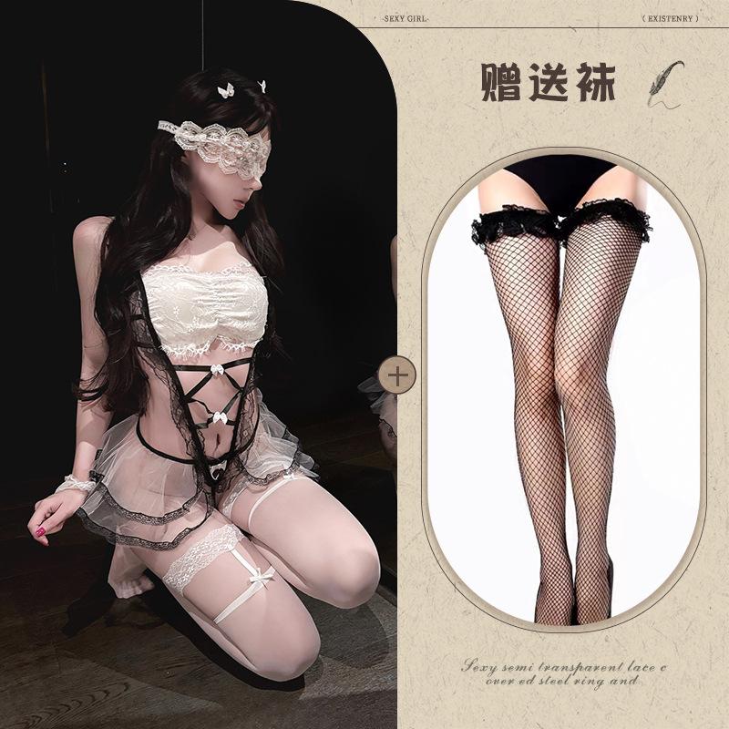Sexy Lingerie Hot Passion Maid Suit Perspective Lace Seduction Busty Tits Maid Uniform A