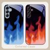 Simple Green Flame For Samsung Galaxy A01 A02 A03 Core A04 A14 4G A13 54 34 31 20 25 23 22 5G S21 Ultra S20 Glass Phone Case