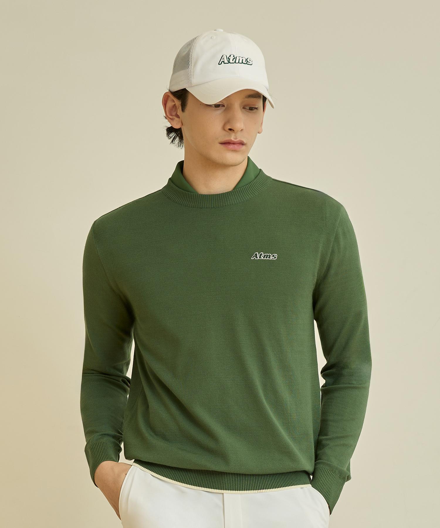 Antomas Spaceship Round Neck Knit Men S - Khaki Xl