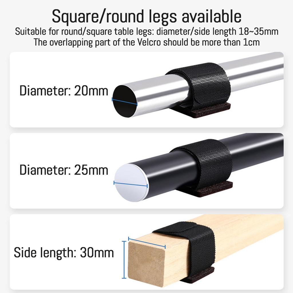 6x Felt Furniture Pads with Hook & Loop Fasteners Wrap-Around Felt Floor Saver Chair Sled Floor Glides Tubing Protector