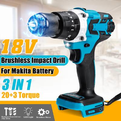350N.m 18V Brushless Electric Hammer Drill 3 In 1 Electric Screwdriver 13mm 20+3 Torque Cordless Impact Drill for Battery