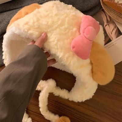 Pluszowa Czapka Kawaii Kreskówka Anime Haftowane Akcesoria Czapka Ochrona Uszu Jesień Zima Gruba Ciepła Czapka