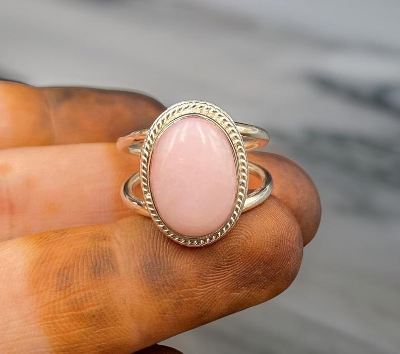 

Кольцо с розовым опалом, кольцо из стерлингового серебра 925 пробы, кольцо с драгоценным камнем, кольцо с октябрьским камнем, кольца овальной формы, подарок на день рождения, кольца ручной работы.