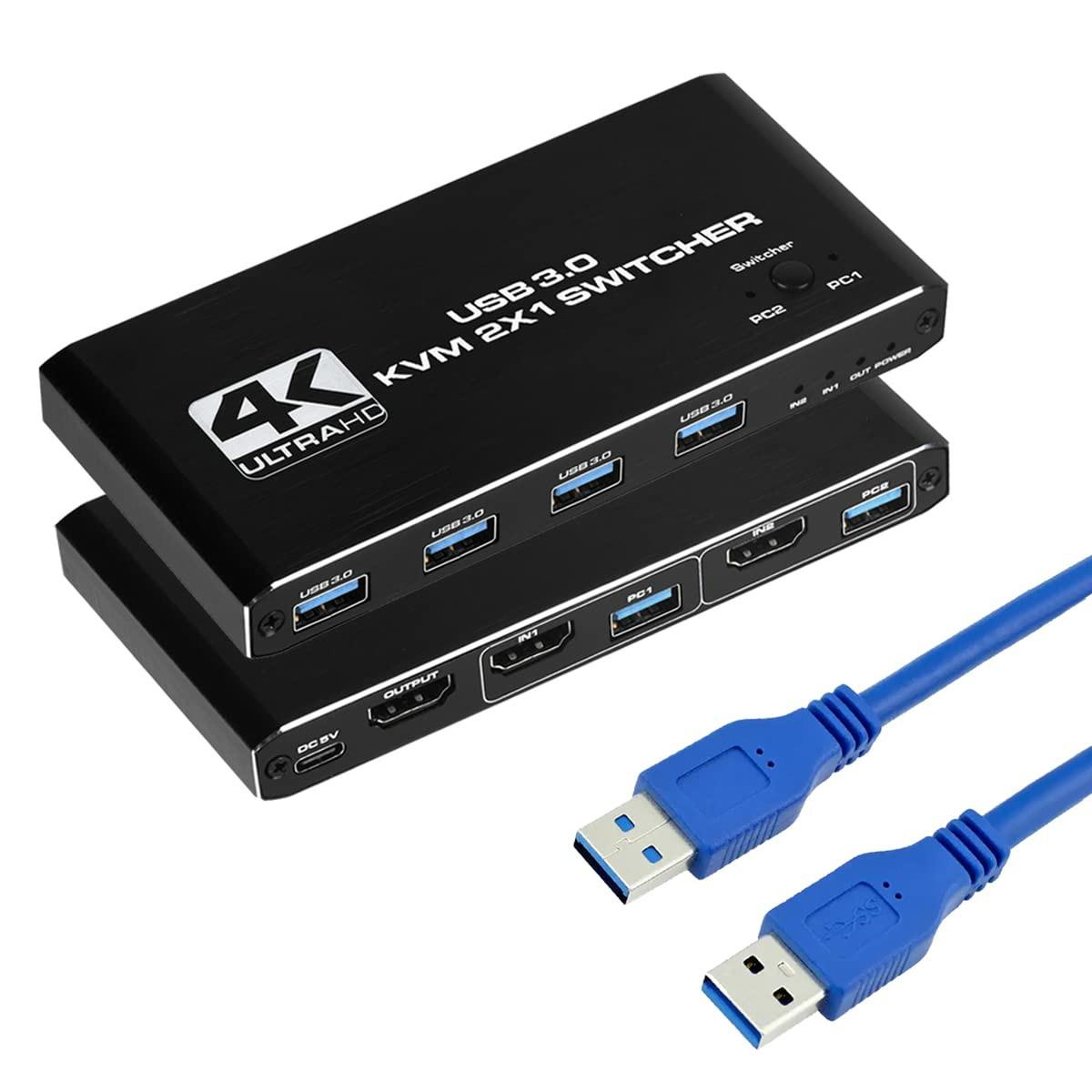 

K2 4K 60 Гц USB 3.0 KVM-перемикач 2 входи 1 вихід Адаптер для керування двома комп ютерами As Shown A
