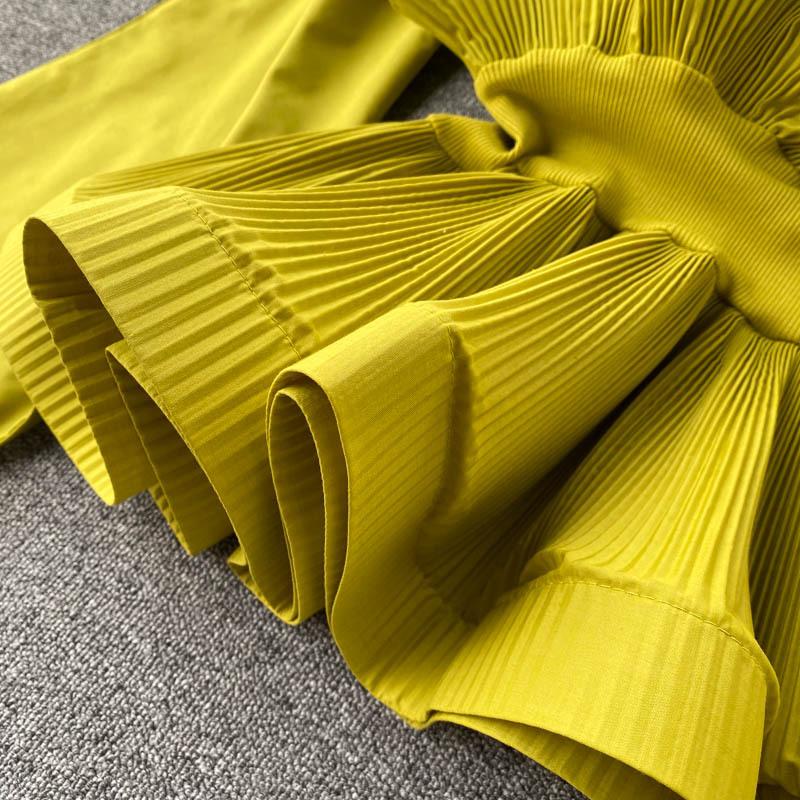 Langarmshirt Damen Dreidimensionale Plissee Rüschen Taille Temperament Vielseitige Frühlingsbluse