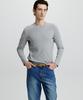 NOIRER Cotton Ribbed Slim Fit Long Sleeve T-Shirt (Melange Grey)
