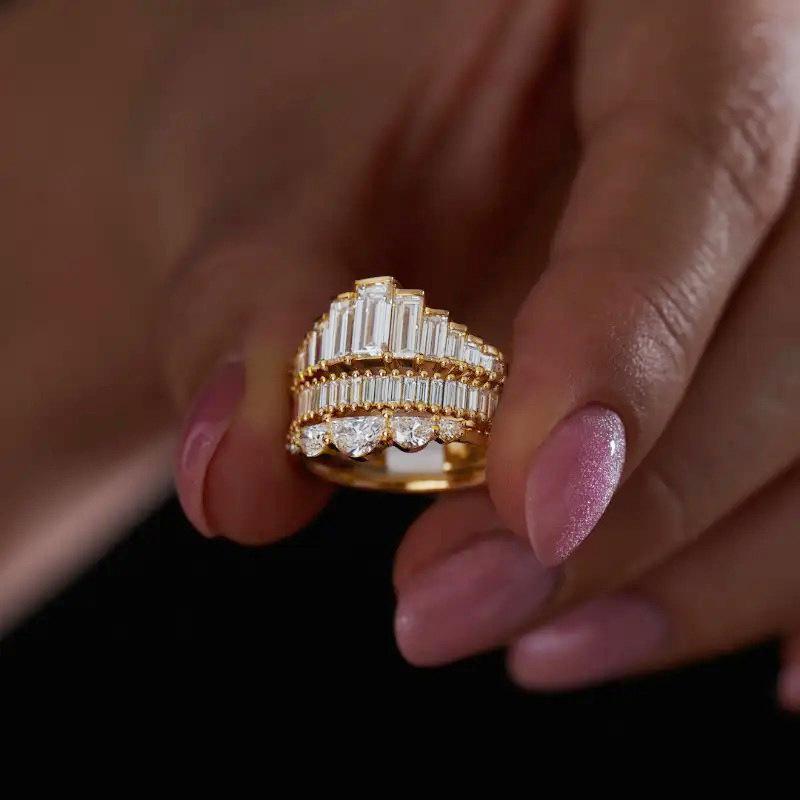 Classic Copper Alloy Zircon Ring Ladies Jewelry Wedding Promise Party Gift