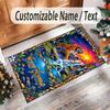 Leopard Theme Crystal Velvet Floor Rug Personalized Custom Name Text Warm Carpet Home Decoration