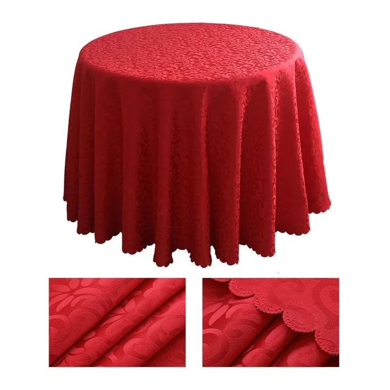 Round Table Cloth Wine Red Polyester Jacquard Tablecloth Tablecloth Wedding Banquets Party Circular Meeting Tablecloth 160cm
