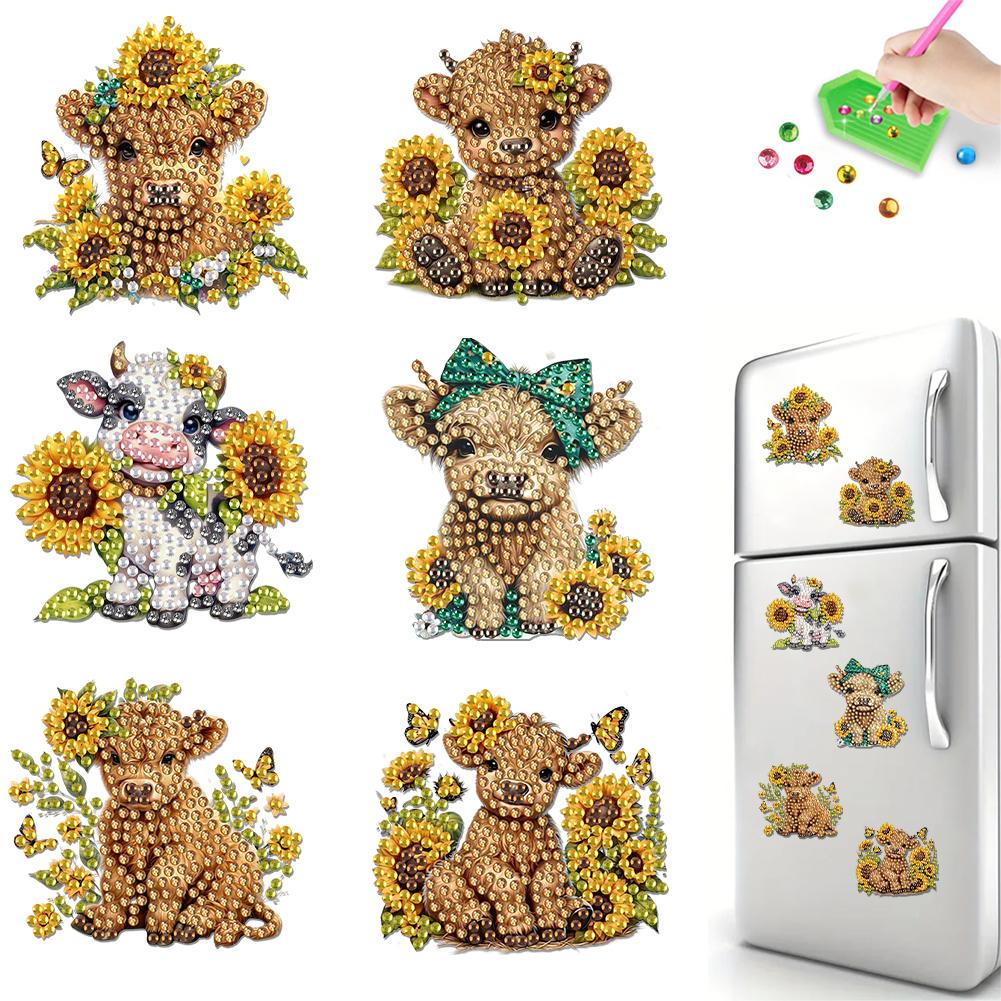 6Pcs Acrylic Bee Diamond Painting Refrigerator Magnet Diamond Painting Fridge Magnet DIY Fridge Stickers for Fridge Whiteboards