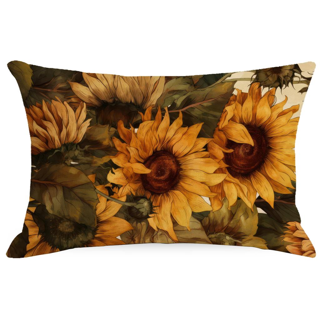 Flowers And Plants Sunflower Linen Pillow New Sofa Pillow Home Printed Pillow Case Premium Durable Quality Useful