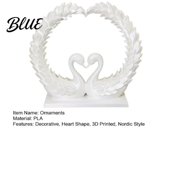 Romantic Home Accents Love Statue Heart Swan Shape 3D Printed Couple Figurine for Wedding Women Figurine Wife Modern Style