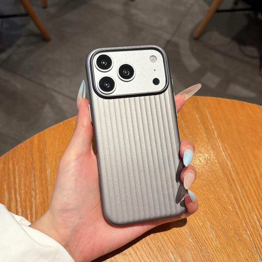 Trendy 3D Corrugated Stripe Shockproof Phone Case For iPhone 17 16 15 14 13 12 Pro Max Business Luggage Hard Protect Cover Funda