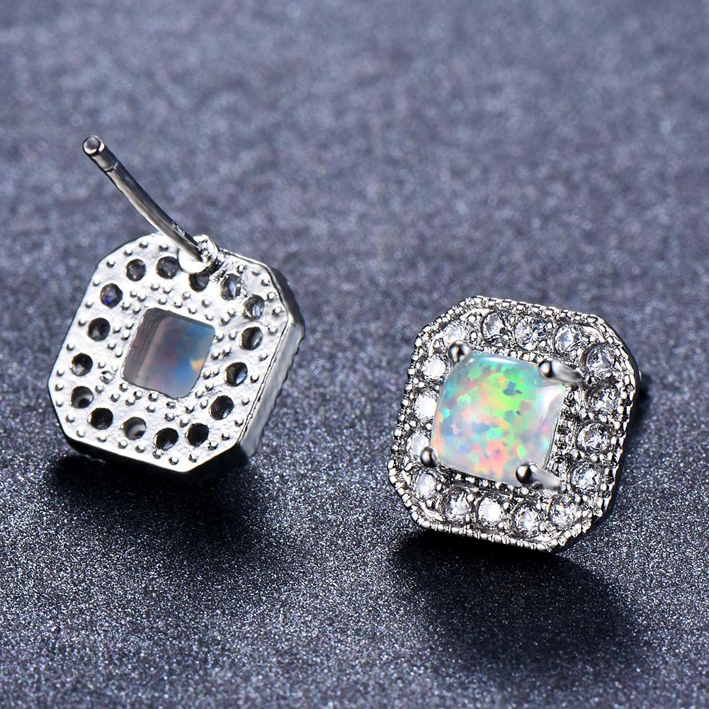 Wish Hot Sale White K Square Opal Stud Earrings Versatile Earrings